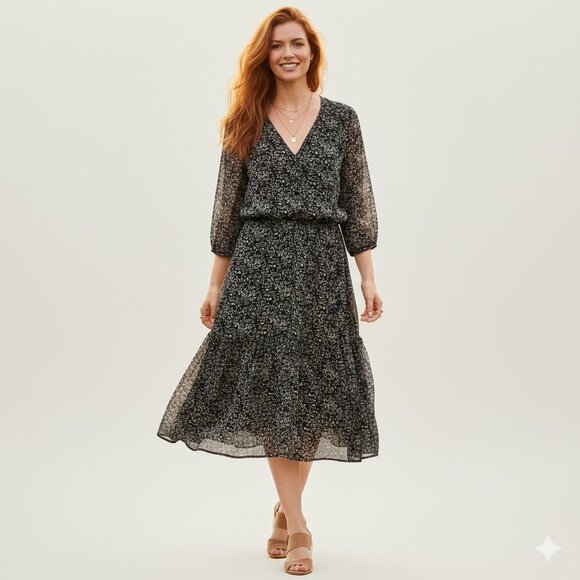 Scotch & Soda x Wanderlust Monochrome Floral Dress β Size 3 (Large) - Picture 1 of 8